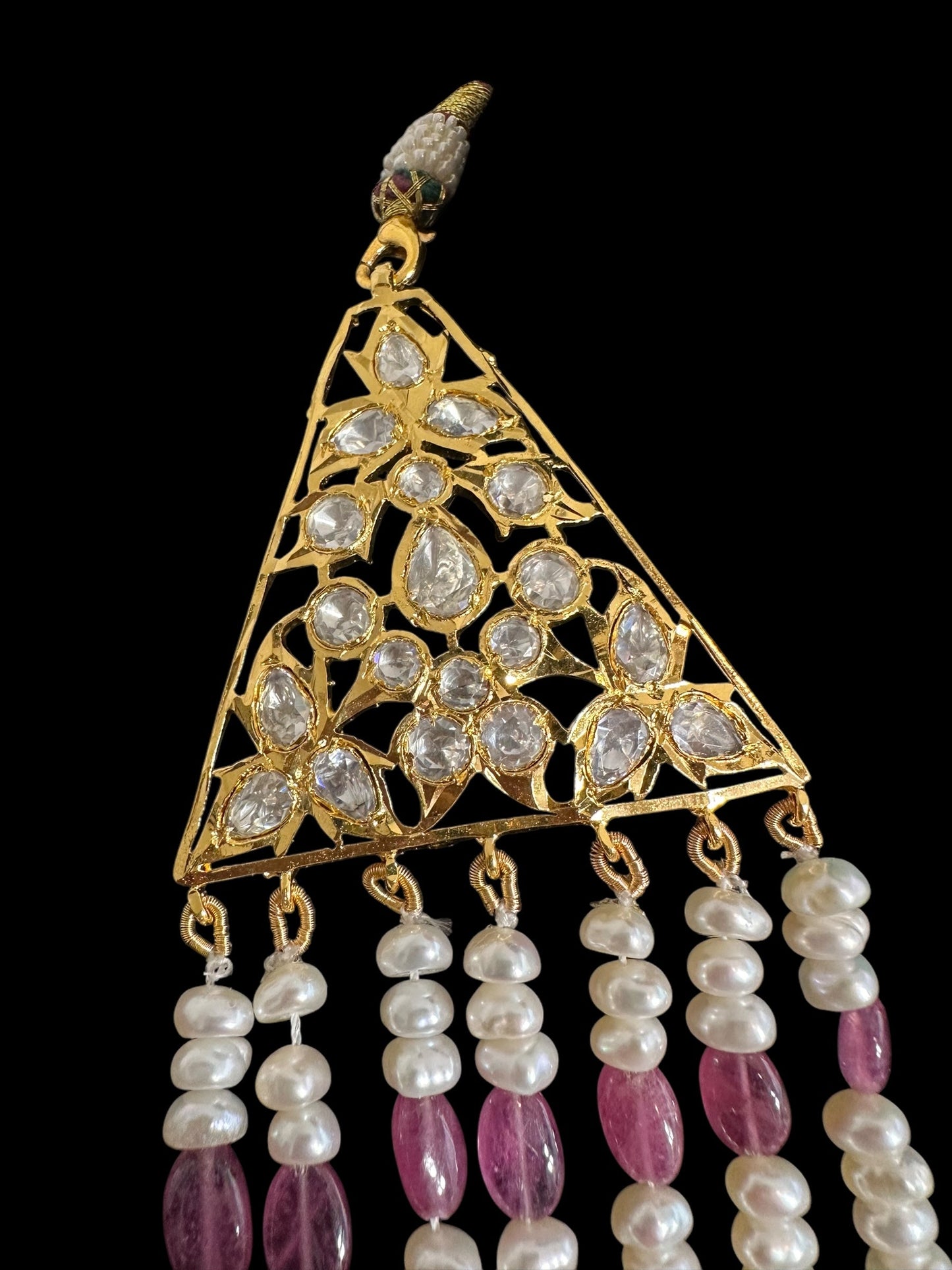 BR310 Bridal jadavi lacha , satlada in moissanite and emeralds ( SHIPS IN 5 WEEKS )