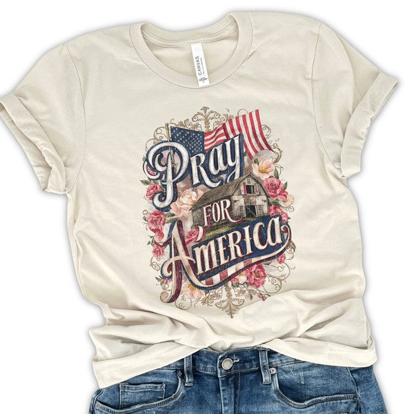 Pray for America Country Barn Christian T-shirt