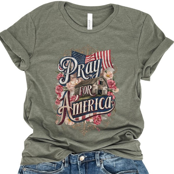 Pray for America Country Barn Christian T-shirt