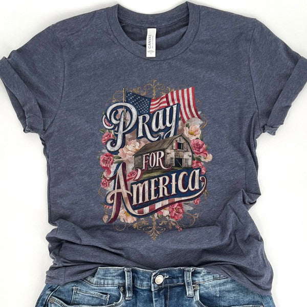 Pray for America Country Barn Christian T-shirt