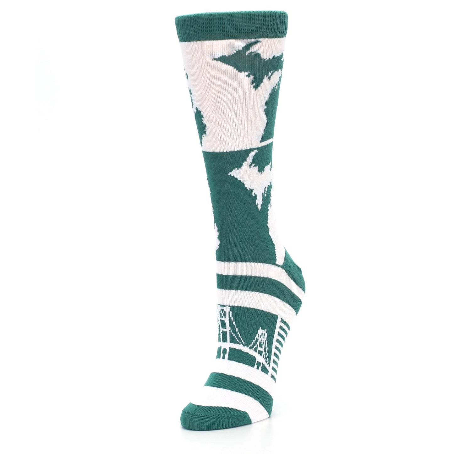 Green White Michigan Socks - Women's Novelty Socks