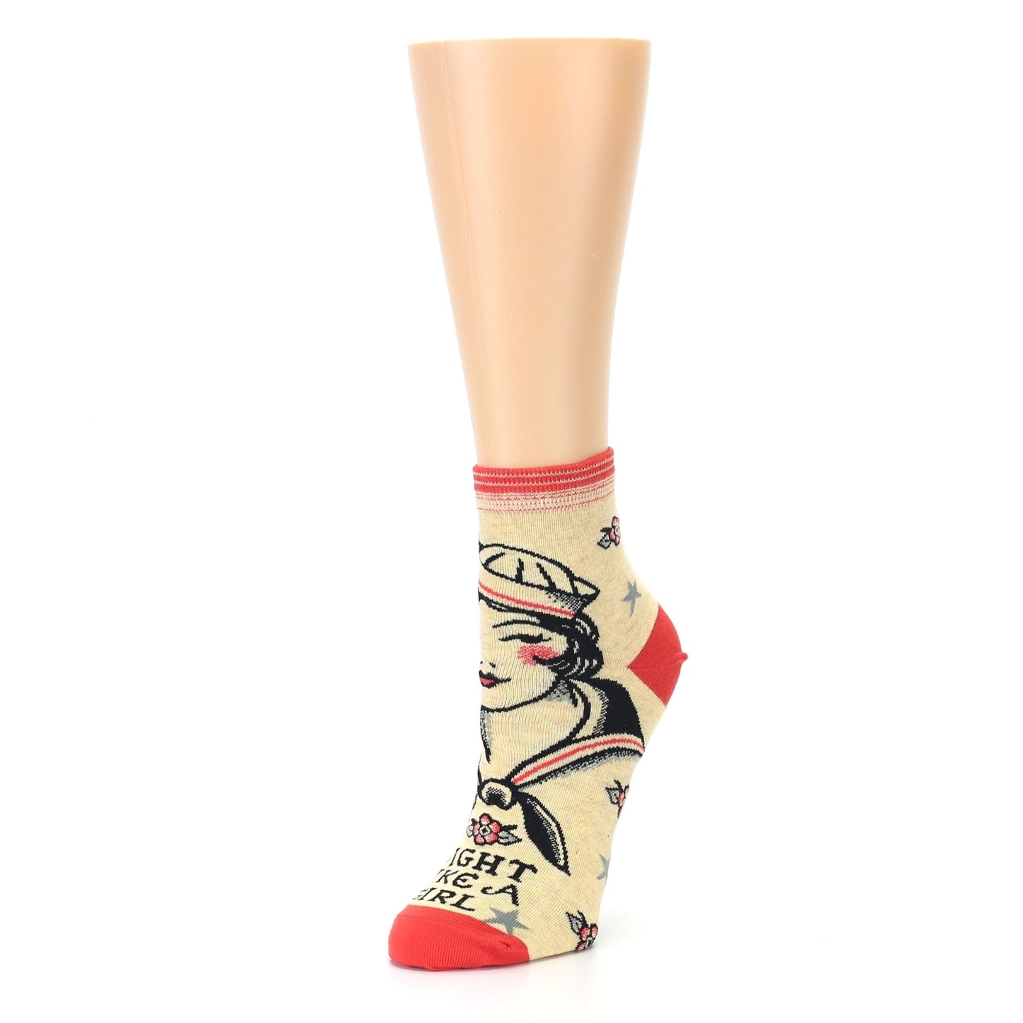 Tan Fight Like A Girl Socks - Women's Novelty Ankle Socks