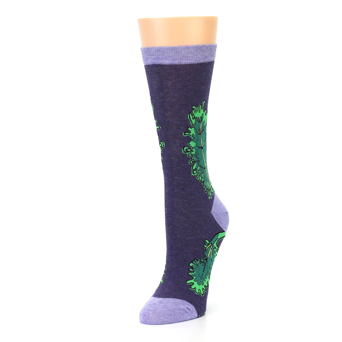 Purple Green Kale Socks - Women's Novelty Socks