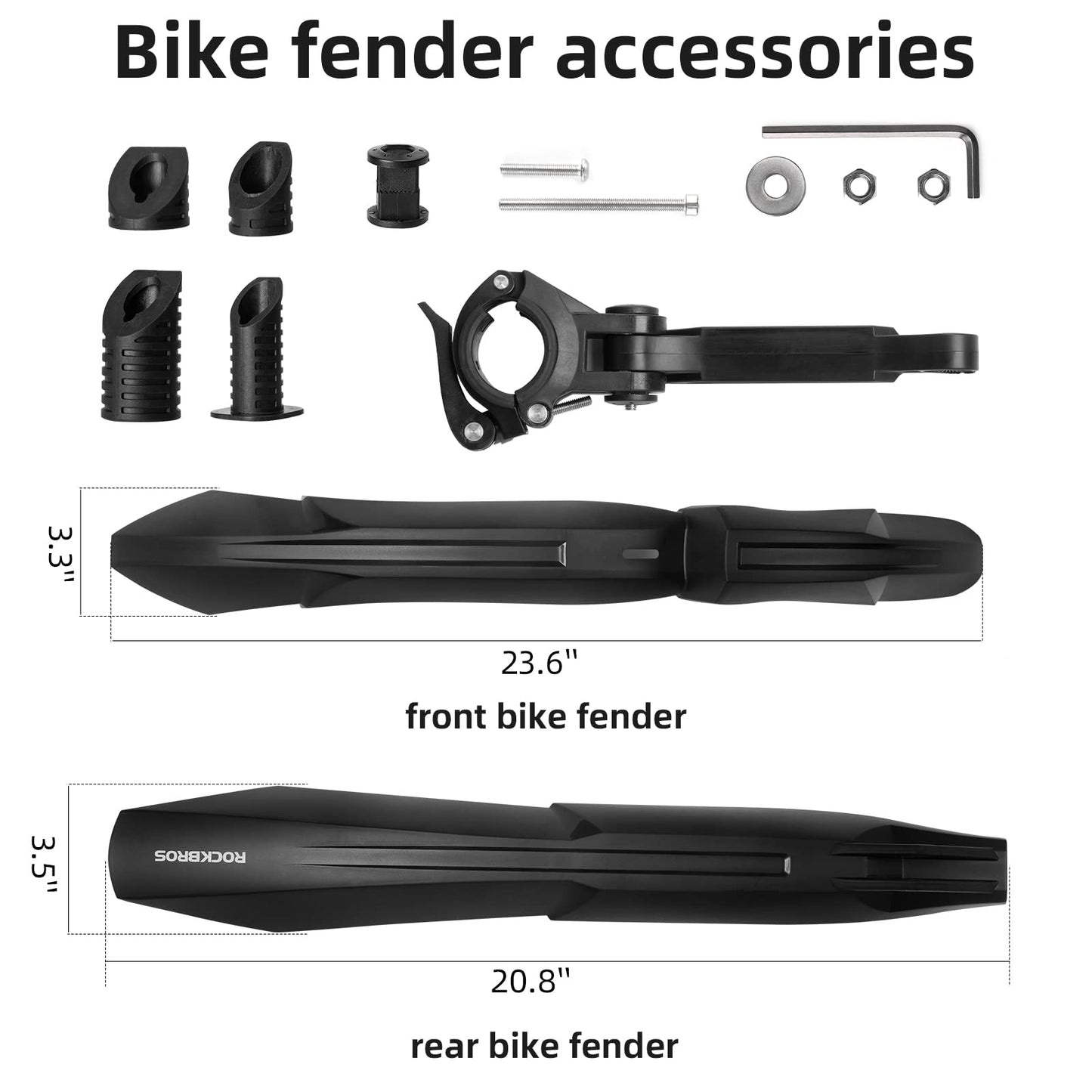 ROCKBROS Bike Adjustable MTB Fenders Mudguard Rear Fenders Cycling Mud Guard