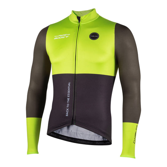 2024 Nalini WARM FIT Men's Long Sleeve Cycling Jersey (Fluro Yellow/Black) S-3XL