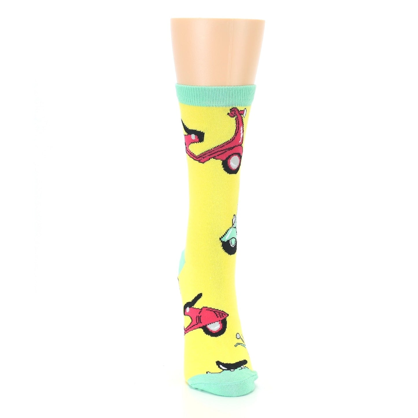 Yellow Mint Moped Socks - Women's Novelty Socks