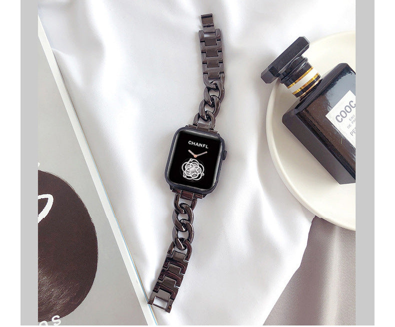 Chic Tweed Metal Premium Watch Strap for Apple Watch Series 9 8 7 6 5 4 3 2 1 SE Ultra 38mm 40mm 41mm 42mm 44mm 45mm 49mm