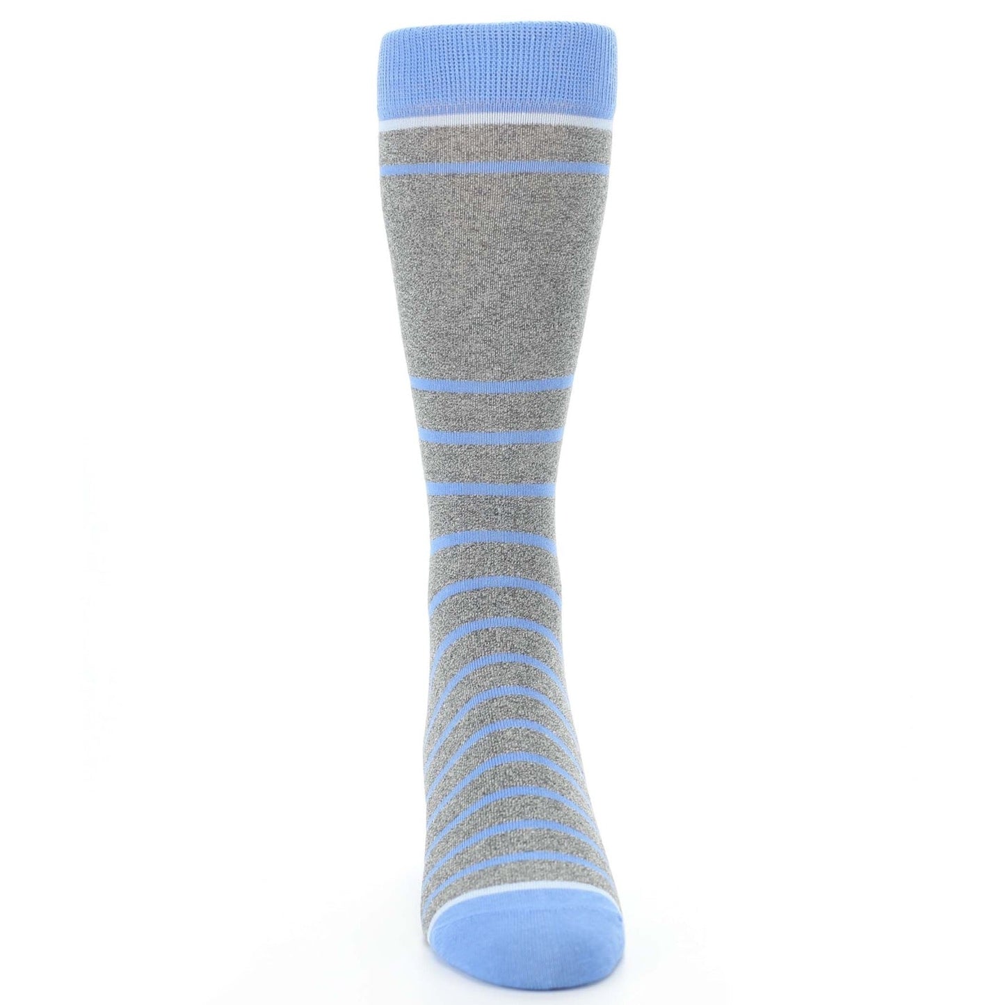Gray Blue Heathered Stripe Men's Dress Socks