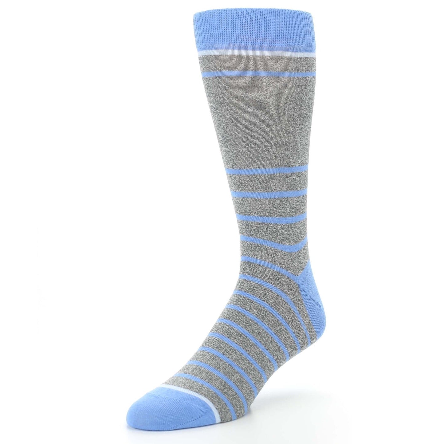Gray Blue Heathered Stripe Men's Dress Socks
