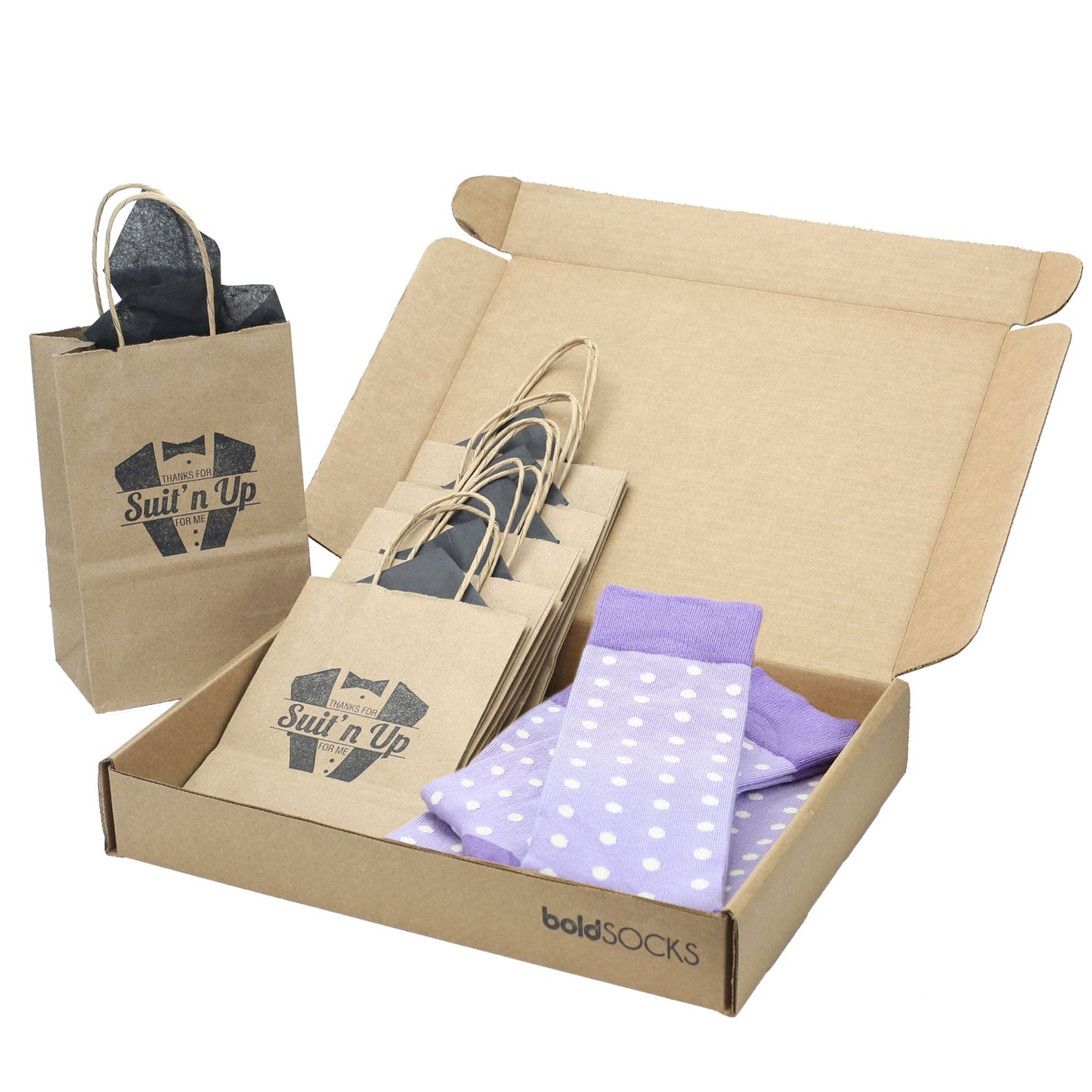 Customizable Groomsmen Gift Set Lilac Iris Tahiti Polka Dot Men's Dress Socks