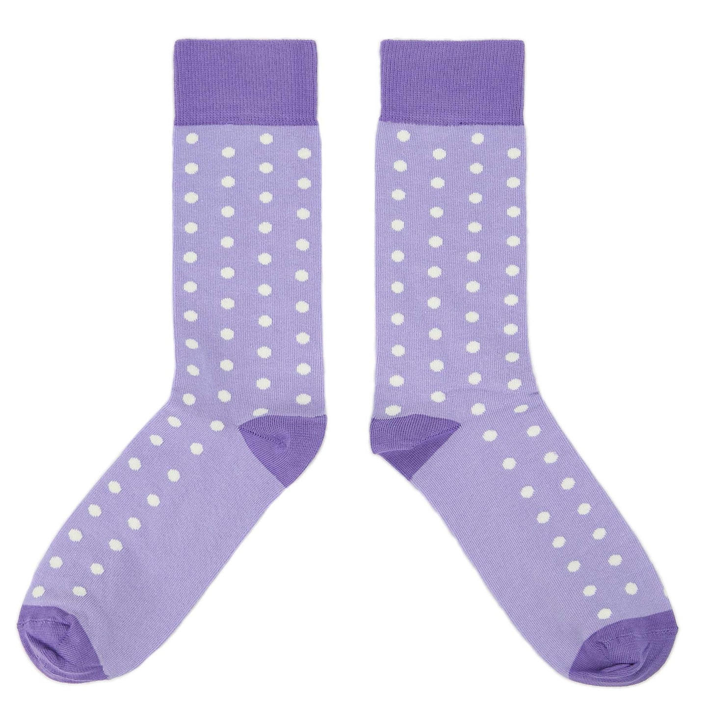 Lilac Iris Purple Polka Dot Groomsmen Wedding Men’s Dress Socks