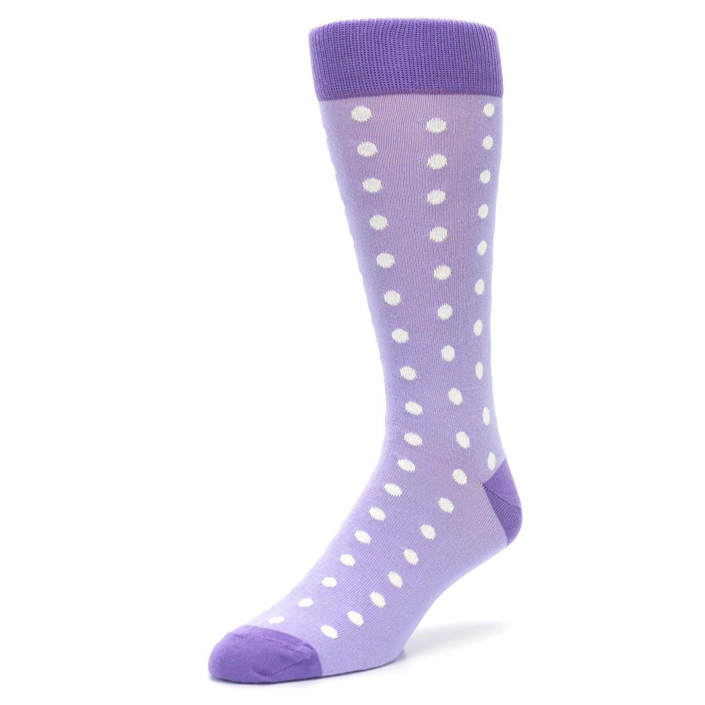 Lilac Iris Purple Polka Dot Groomsmen Wedding Men’s Dress Socks