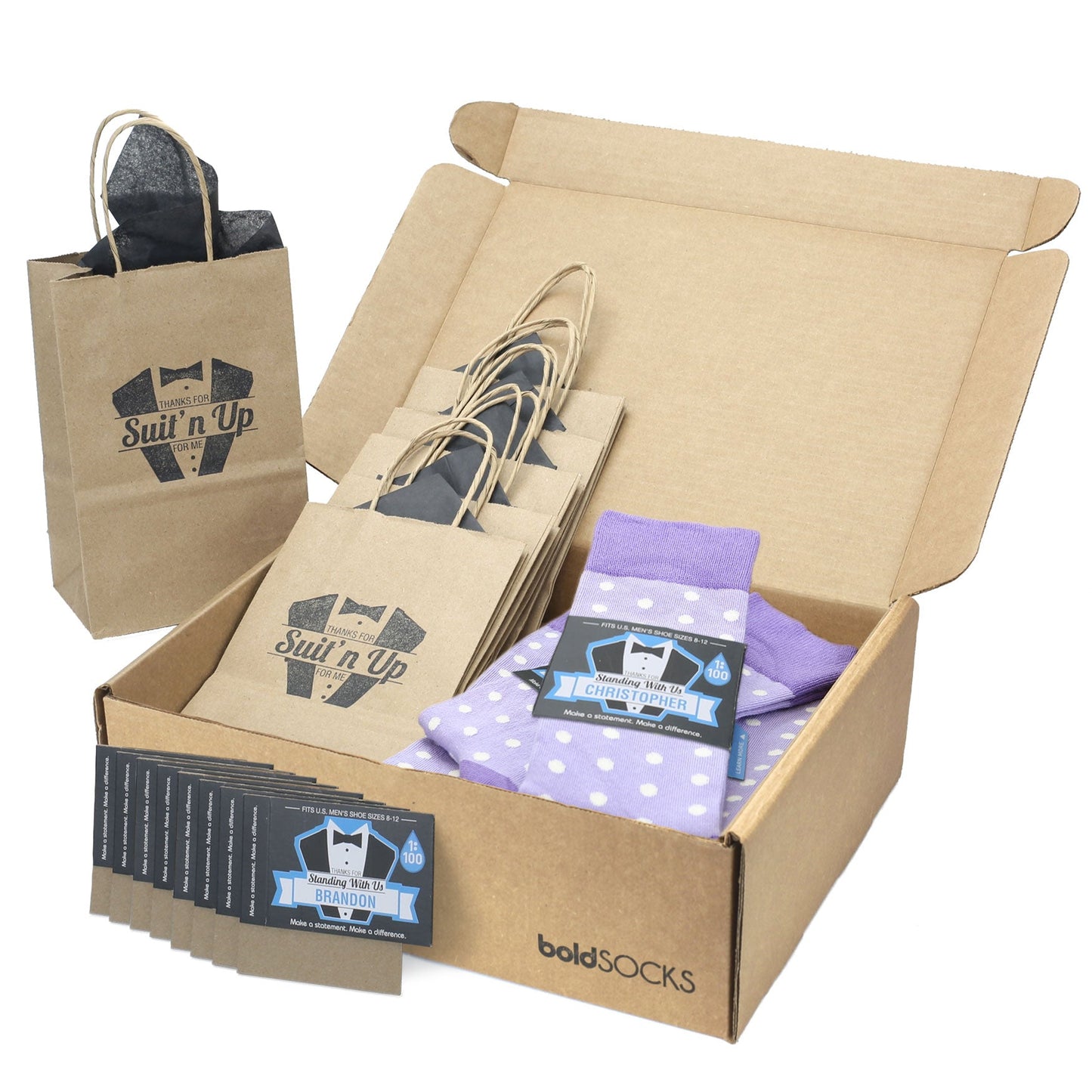 Customizable Groomsmen Gift Set Lilac Iris Tahiti Polka Dot Men's Dress Socks