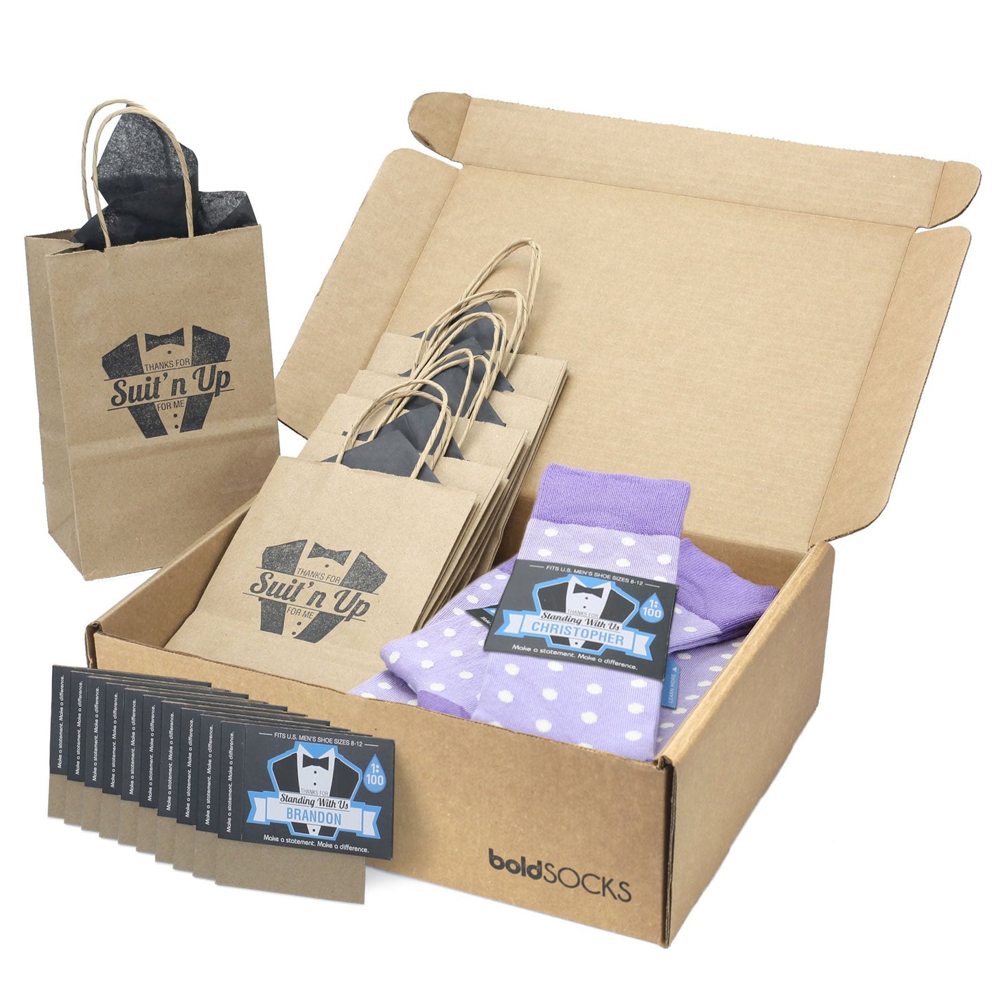 Customizable Groomsmen Gift Set Lilac Iris Tahiti Polka Dot Men's Dress Socks