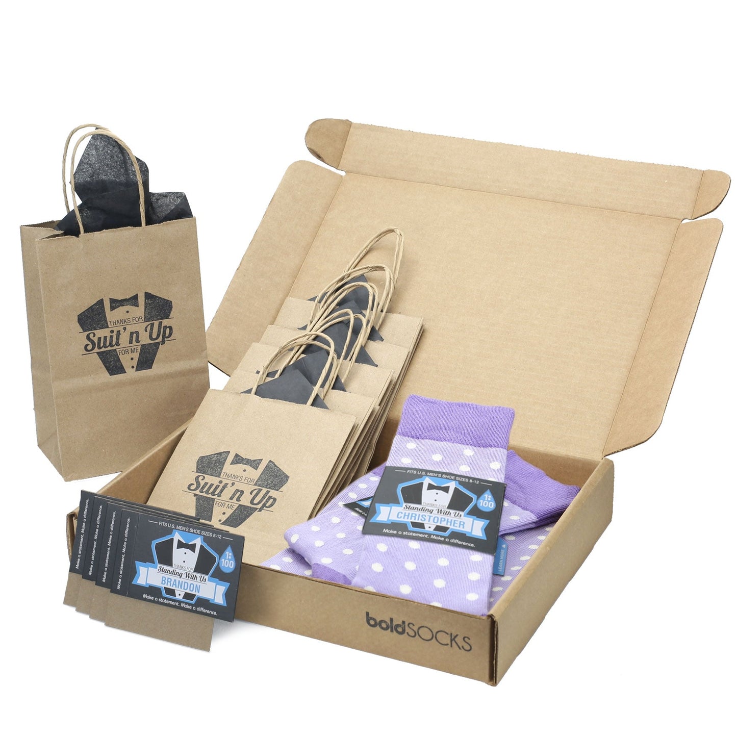 Customizable Groomsmen Gift Set Lilac Iris Tahiti Polka Dot Men's Dress Socks