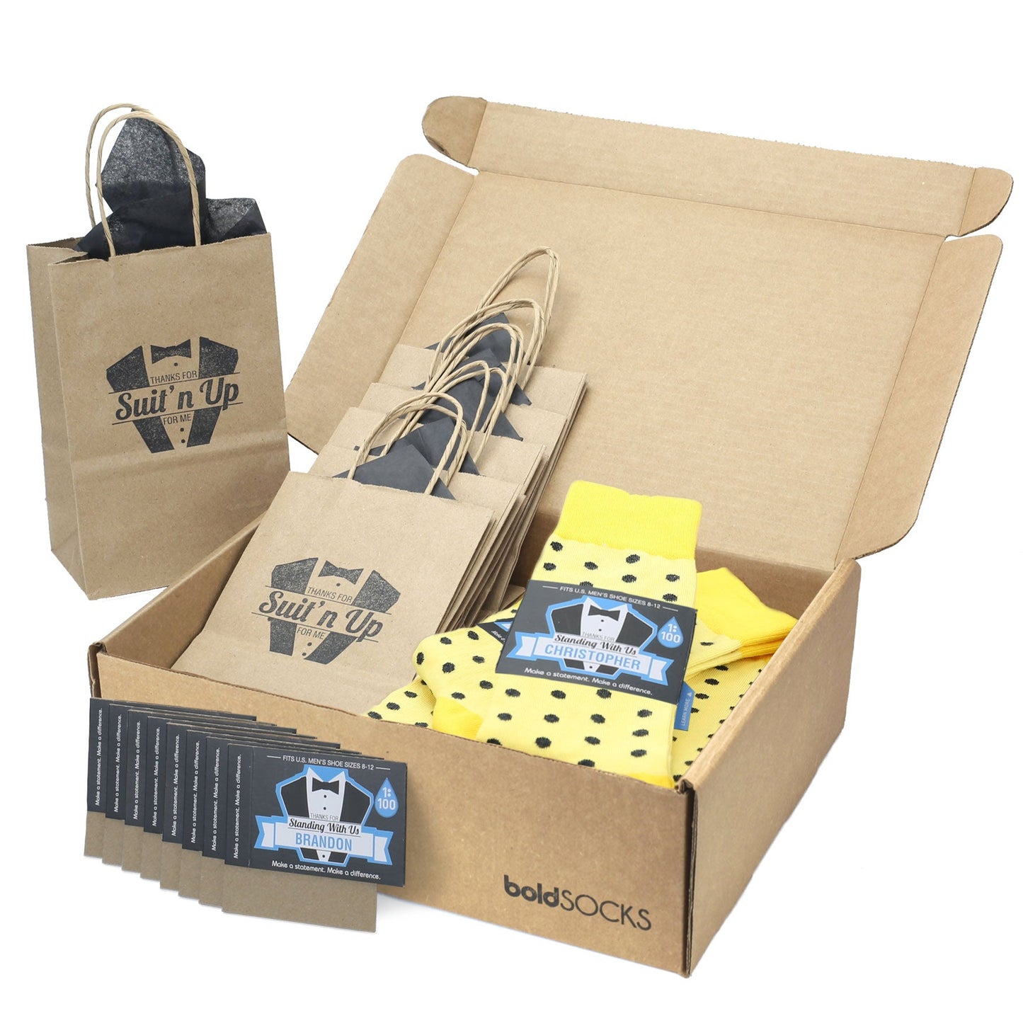 Customizable Groomsmen Gift Set Yellow Gray Polka Dot Men's Dress Socks