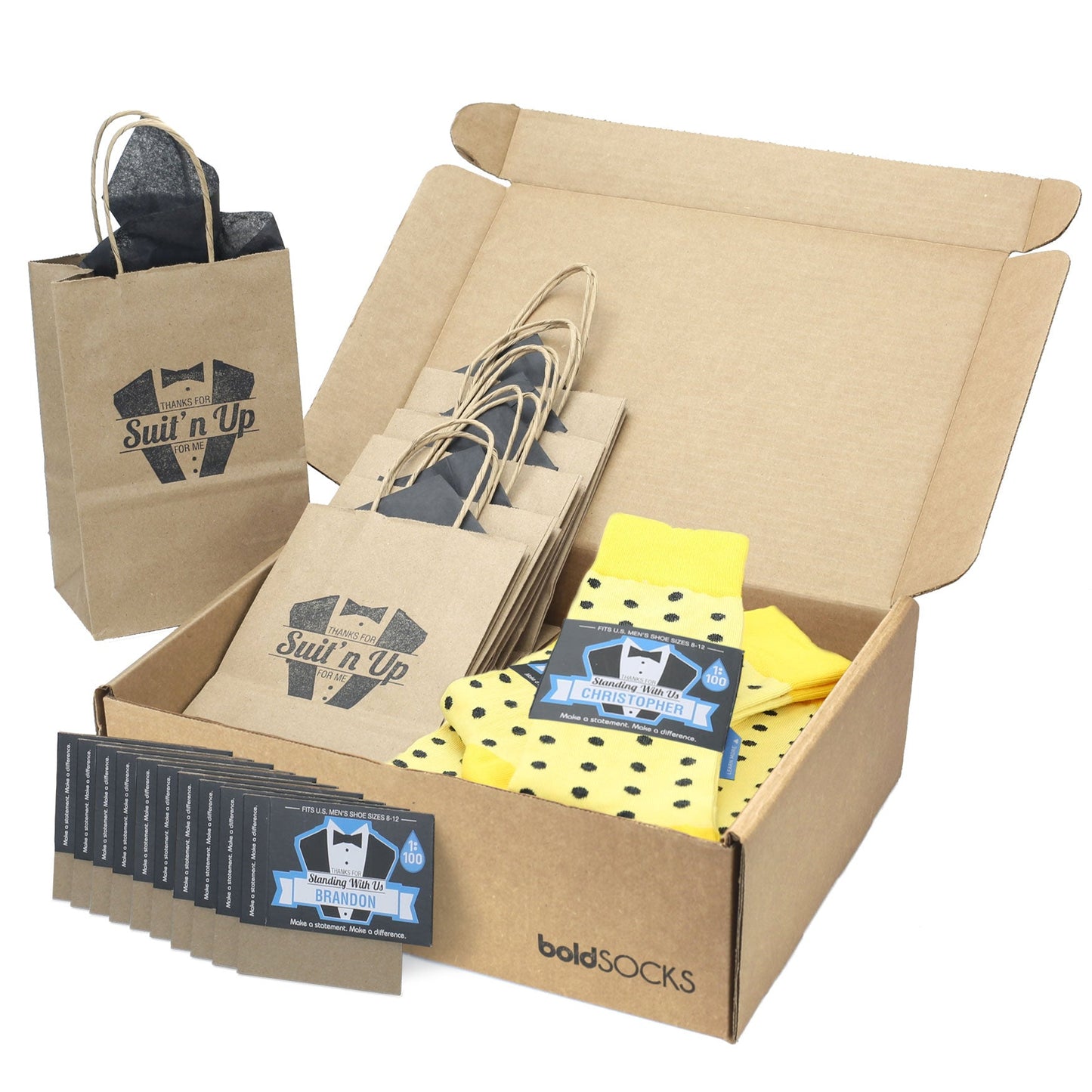 Customizable Groomsmen Gift Set Yellow Gray Polka Dot Men's Dress Socks