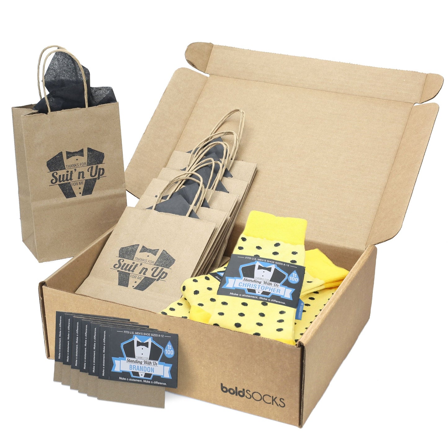 Customizable Groomsmen Gift Set Yellow Gray Polka Dot Men's Dress Socks