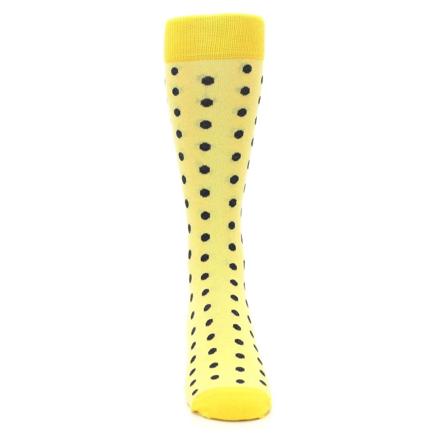 Yellow Gray Polka Dot Groomsmen Wedding Men’s Dress Socks