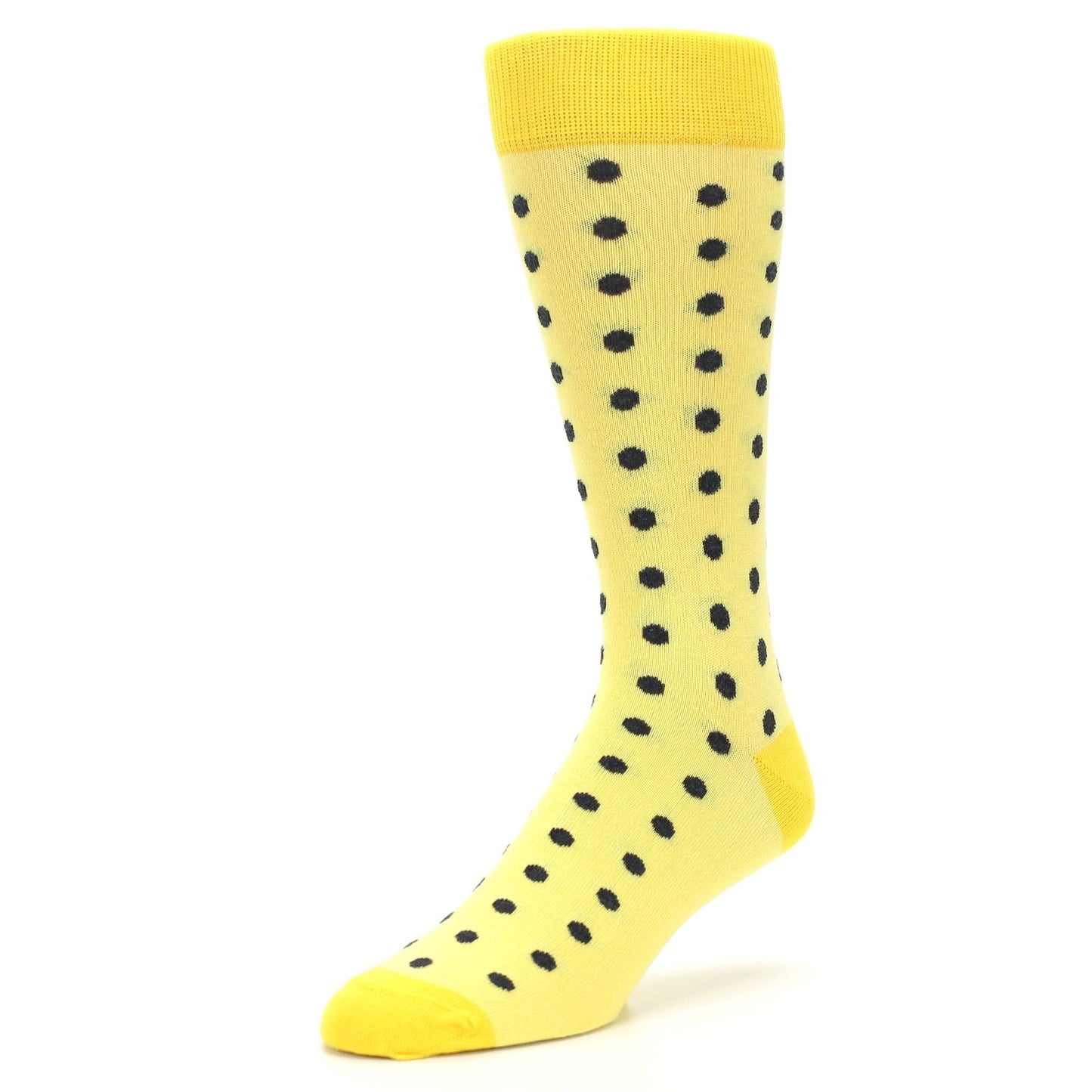 Yellow Gray Polka Dot Groomsmen Wedding Men’s Dress Socks