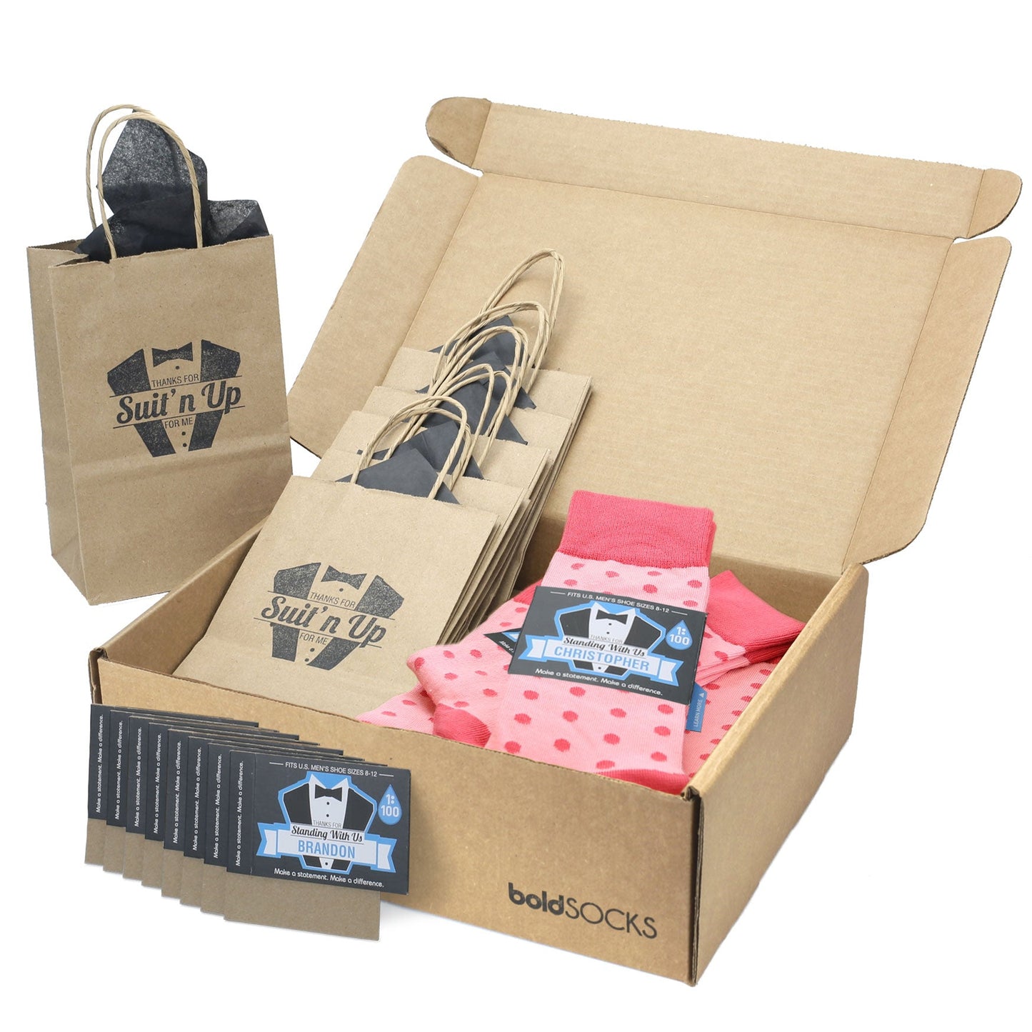 Customizable Groomsmen Gift Set Flamingo Guava Polka Dot Men's Dress Socks