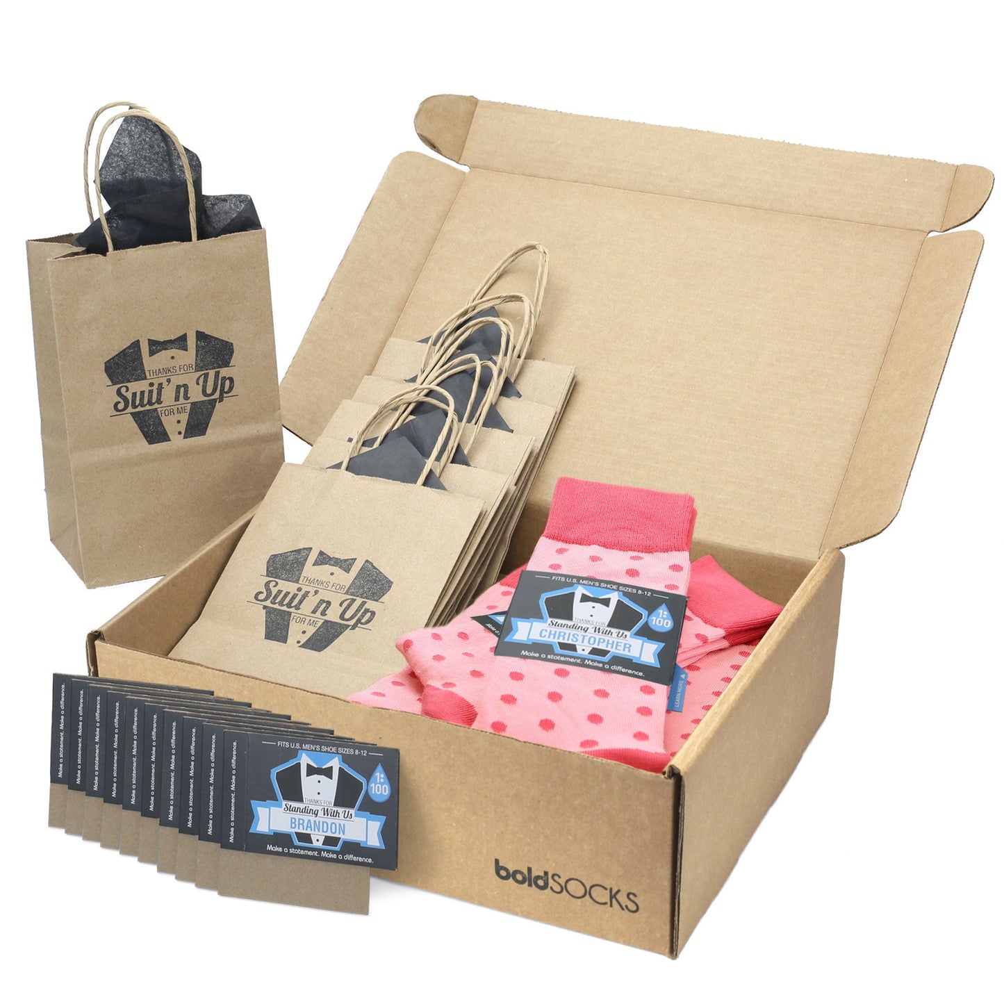 Customizable Groomsmen Gift Set Flamingo Guava Polka Dot Men's Dress Socks
