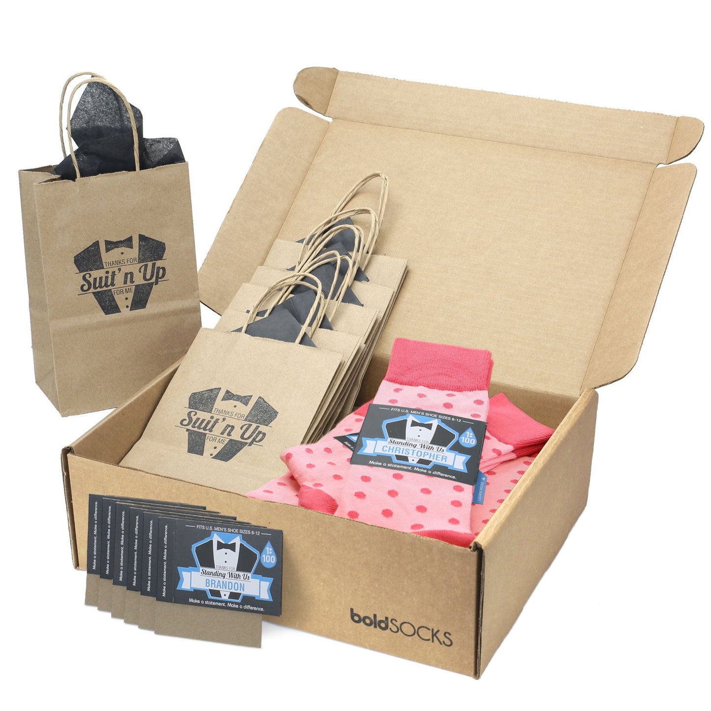 Customizable Groomsmen Gift Set Flamingo Guava Polka Dot Men's Dress Socks