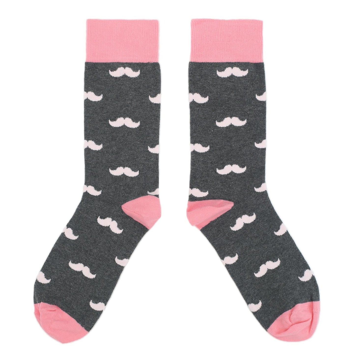 Customizable Groomsmen Gift Set Flamingo Petal Gray Mustache Men's Dress Socks