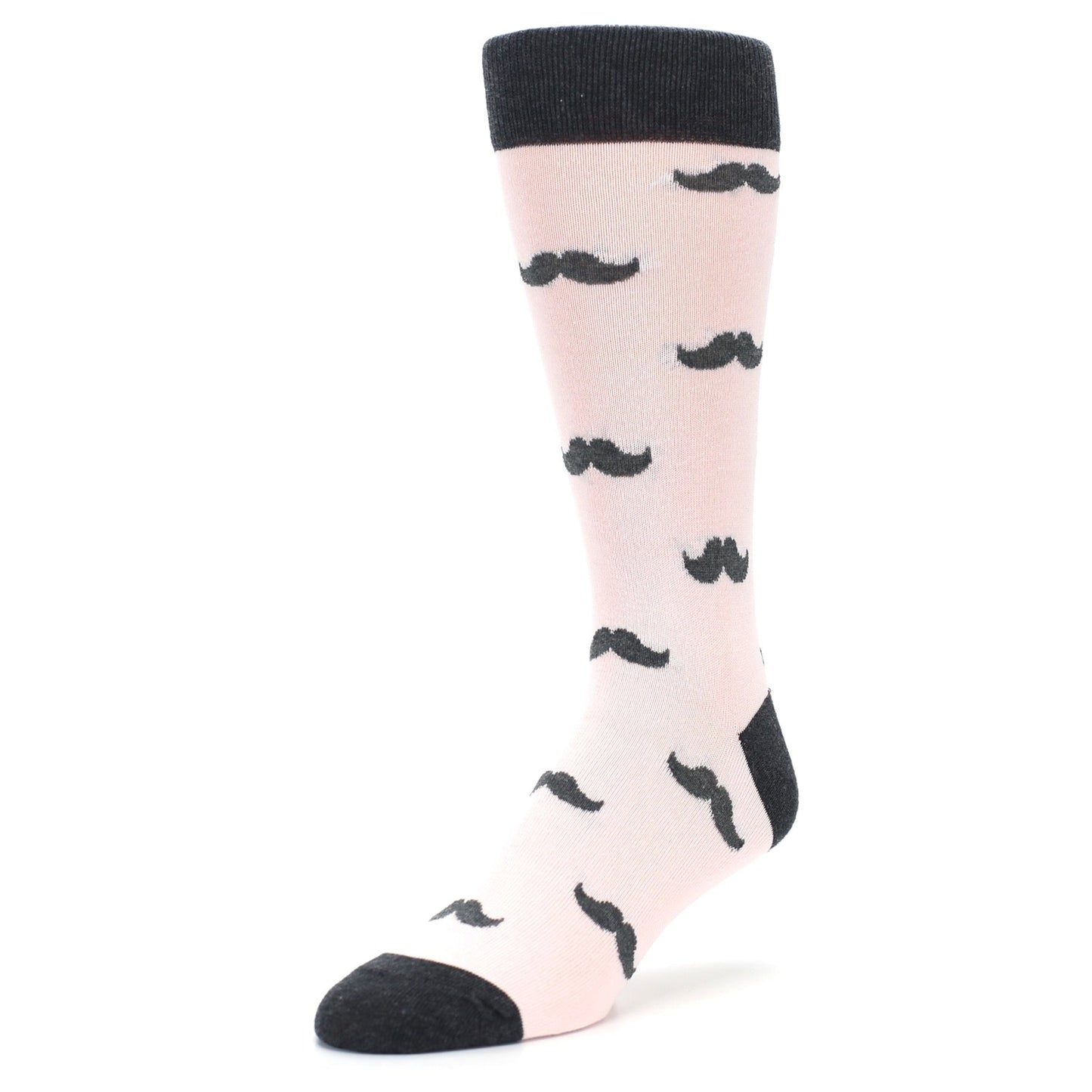 Petal Pink Gray Mustache Groomsmen Wedding Men’s Dress Socks