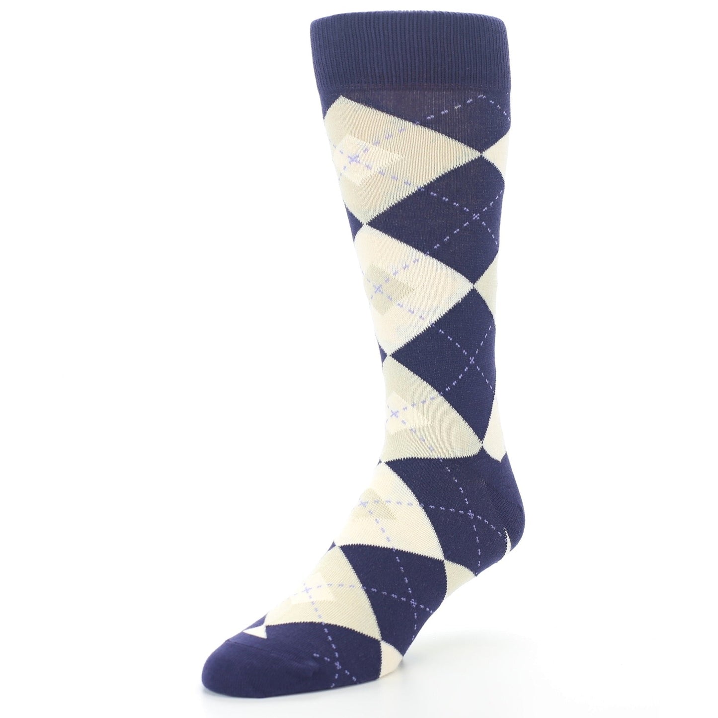 Lapis Purple Champagne Argyle Men's Dress Socks