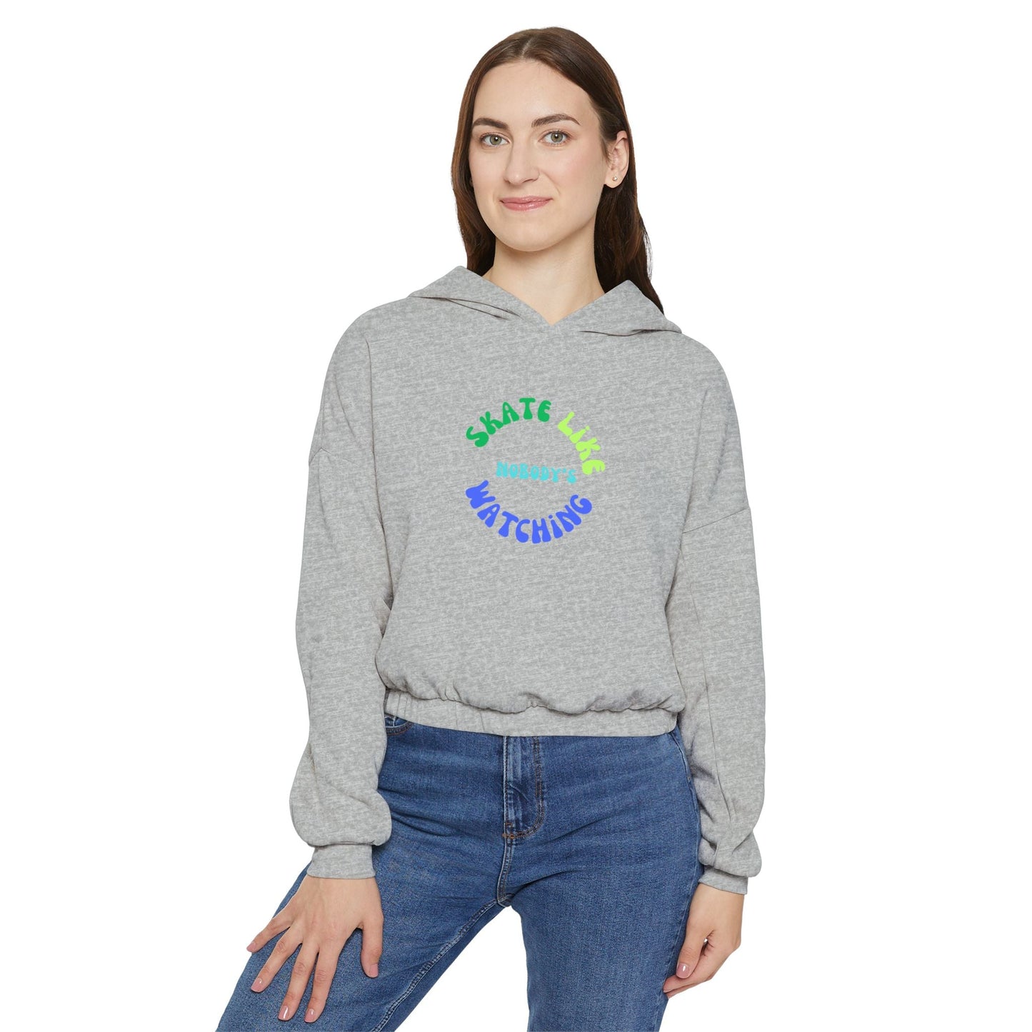 Women’s Cropped Blue/Green Skate Like Nobody's Watching Hoodie