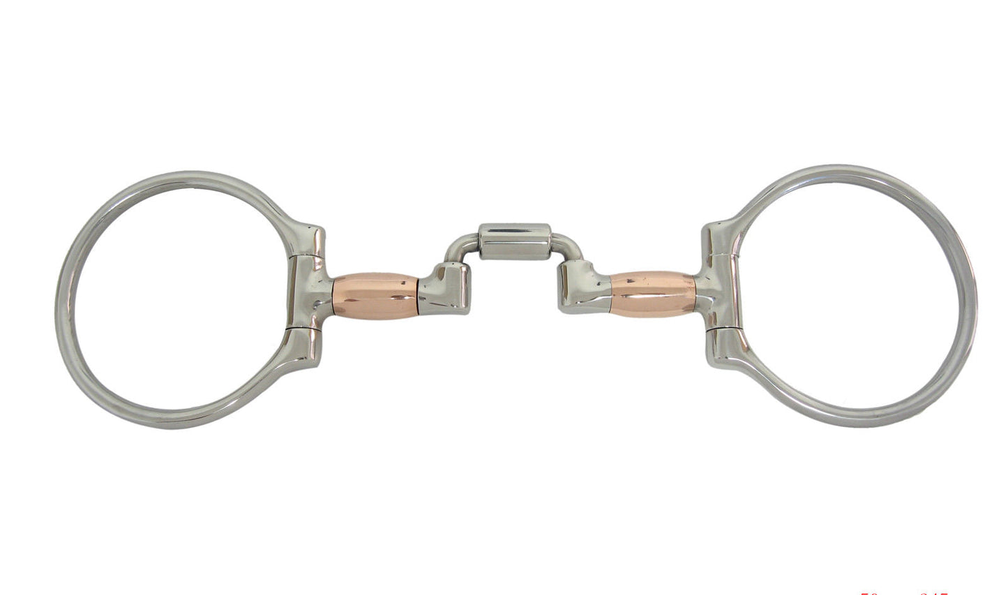 AJ Tack Hinged Port Correction Dee Ring Bit with Copper Rollers