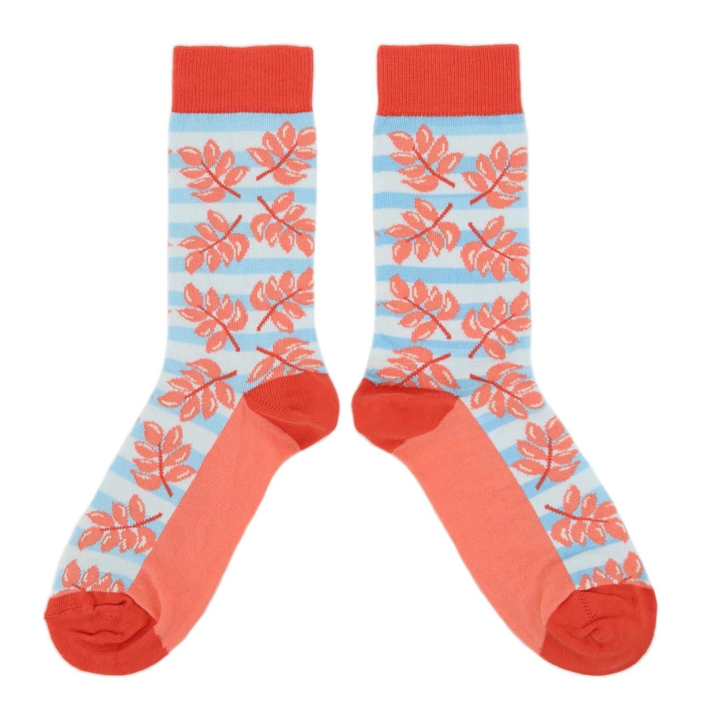 Red Coral Blue Palm Branches Women's Dress Socks