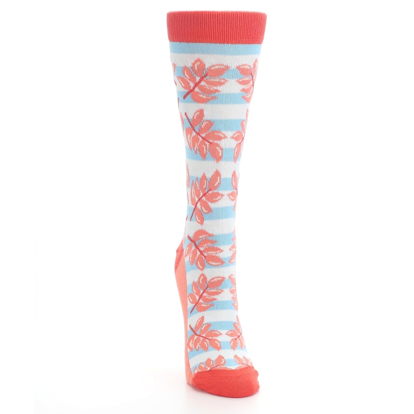 Red Coral Blue Palm Branches Women's Dress Socks