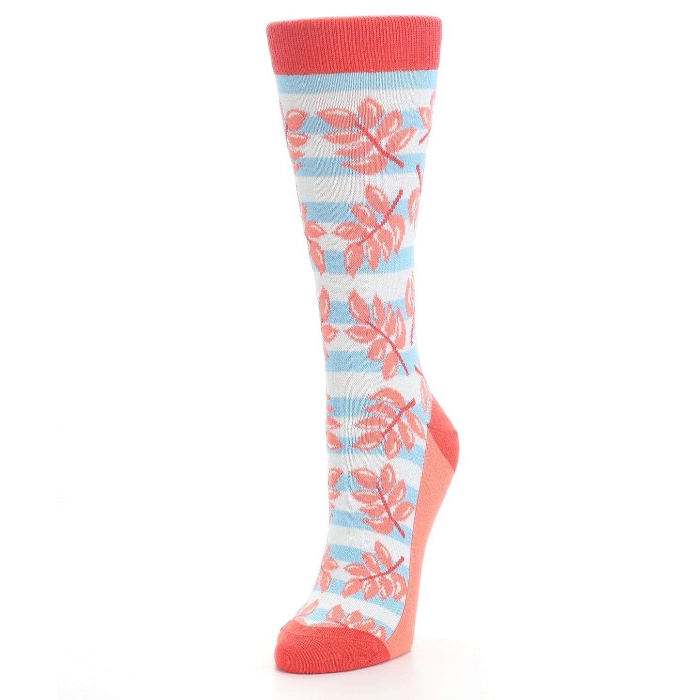 Red Coral Blue Palm Branches Women's Dress Socks