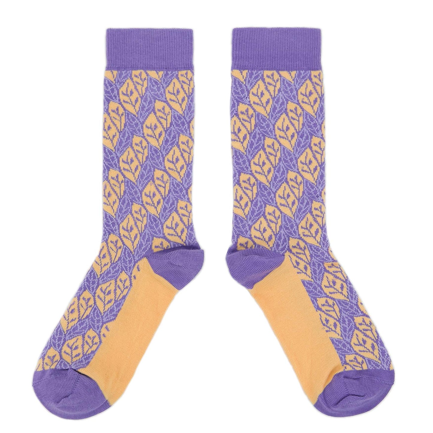 Purple Orange Leaf Pattern Women's Dress Socks