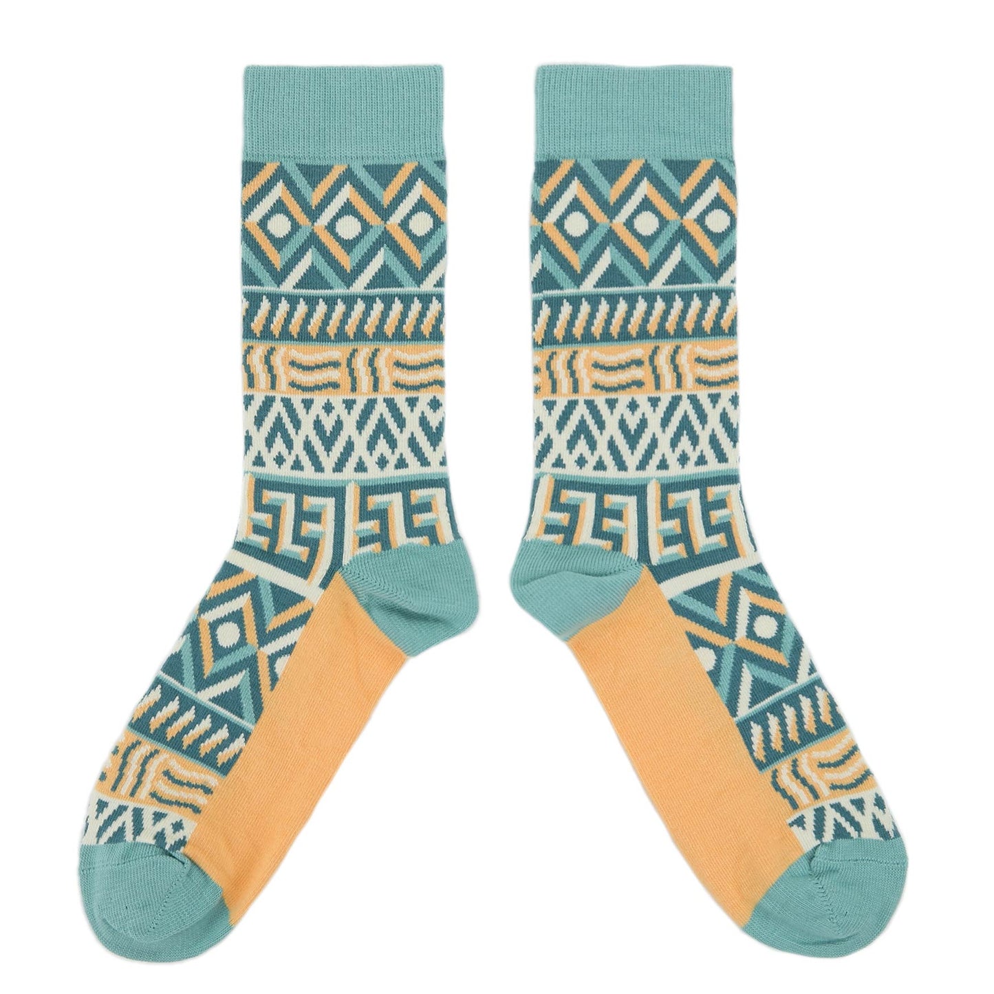 Green Orange Tribal Pattern Women's Dress Socks