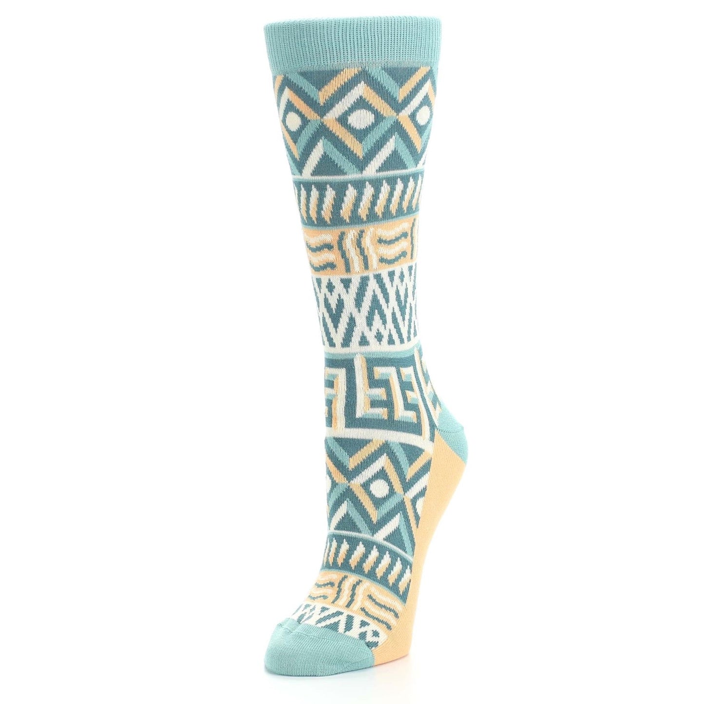 Green Orange Tribal Pattern Women's Dress Socks