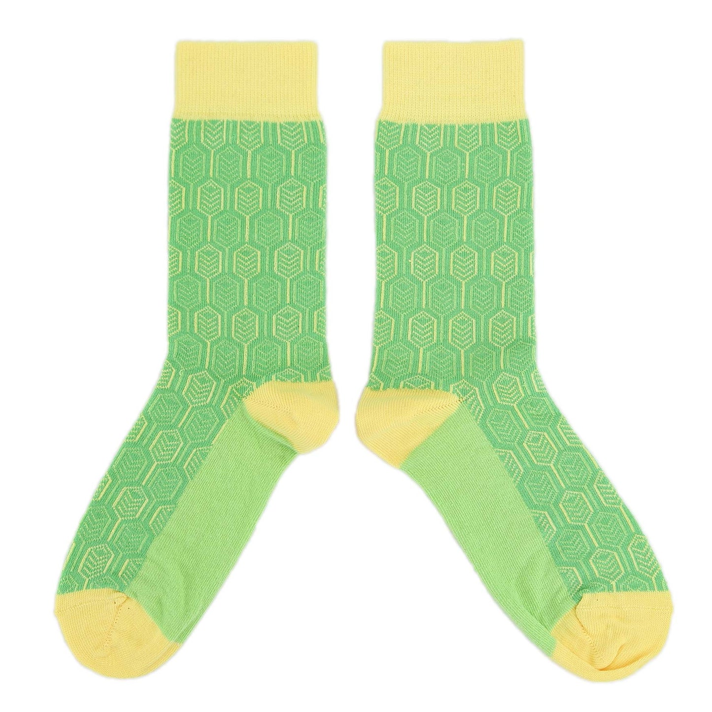 Green Yellow Feather Optics Women's Dress Socks