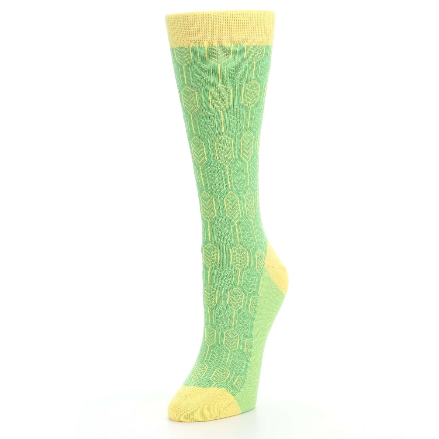 Green Yellow Feather Optics Women's Dress Socks