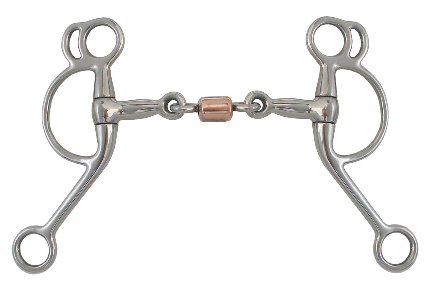 AJ Tack Double Rein Tom Thumb 3 Piece Copper Roller Bit