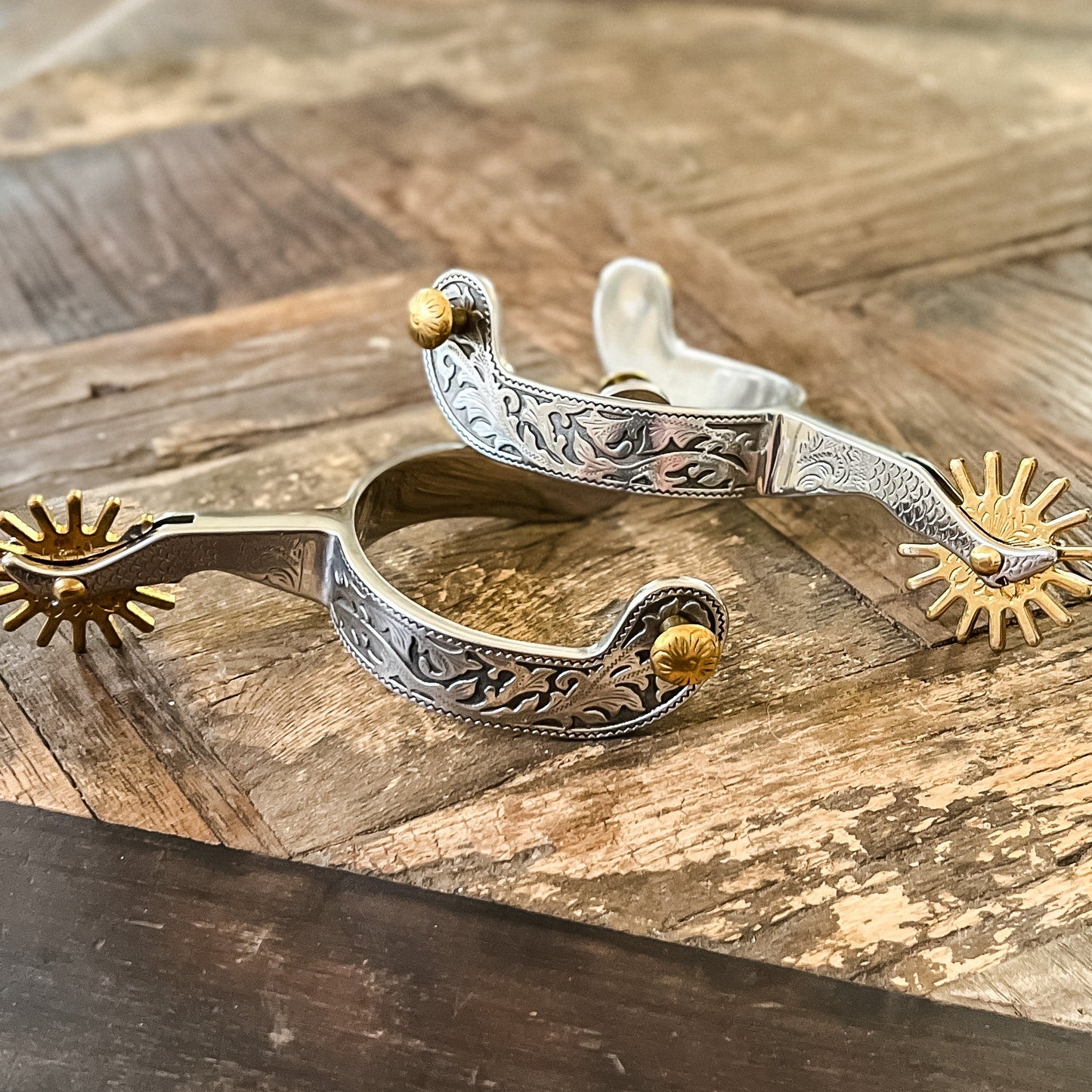 AJ Tack Men's Gal Leg Engraved Spurs