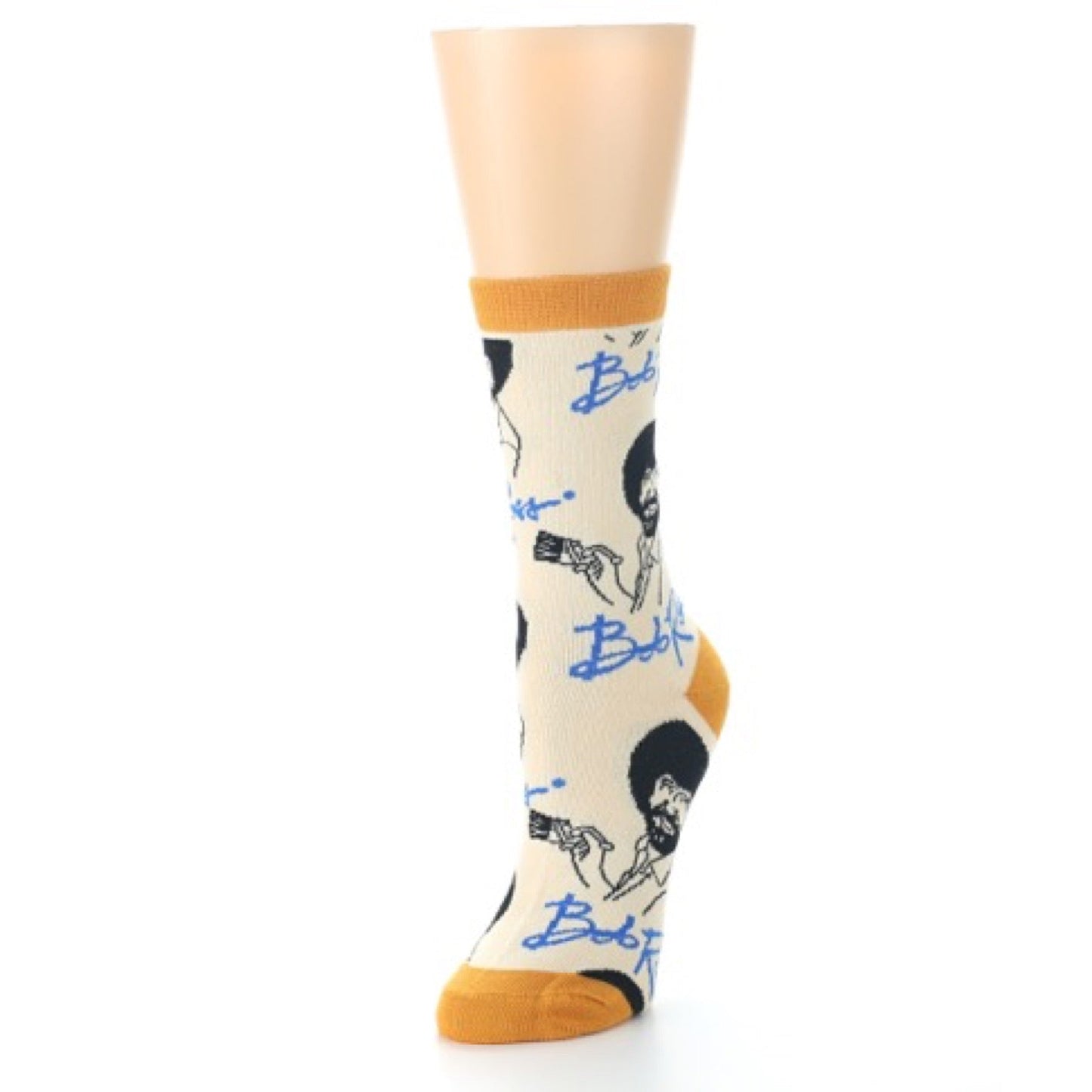 Tan Gold Signature Bob Ross Socks - Women's Novelty Socks
