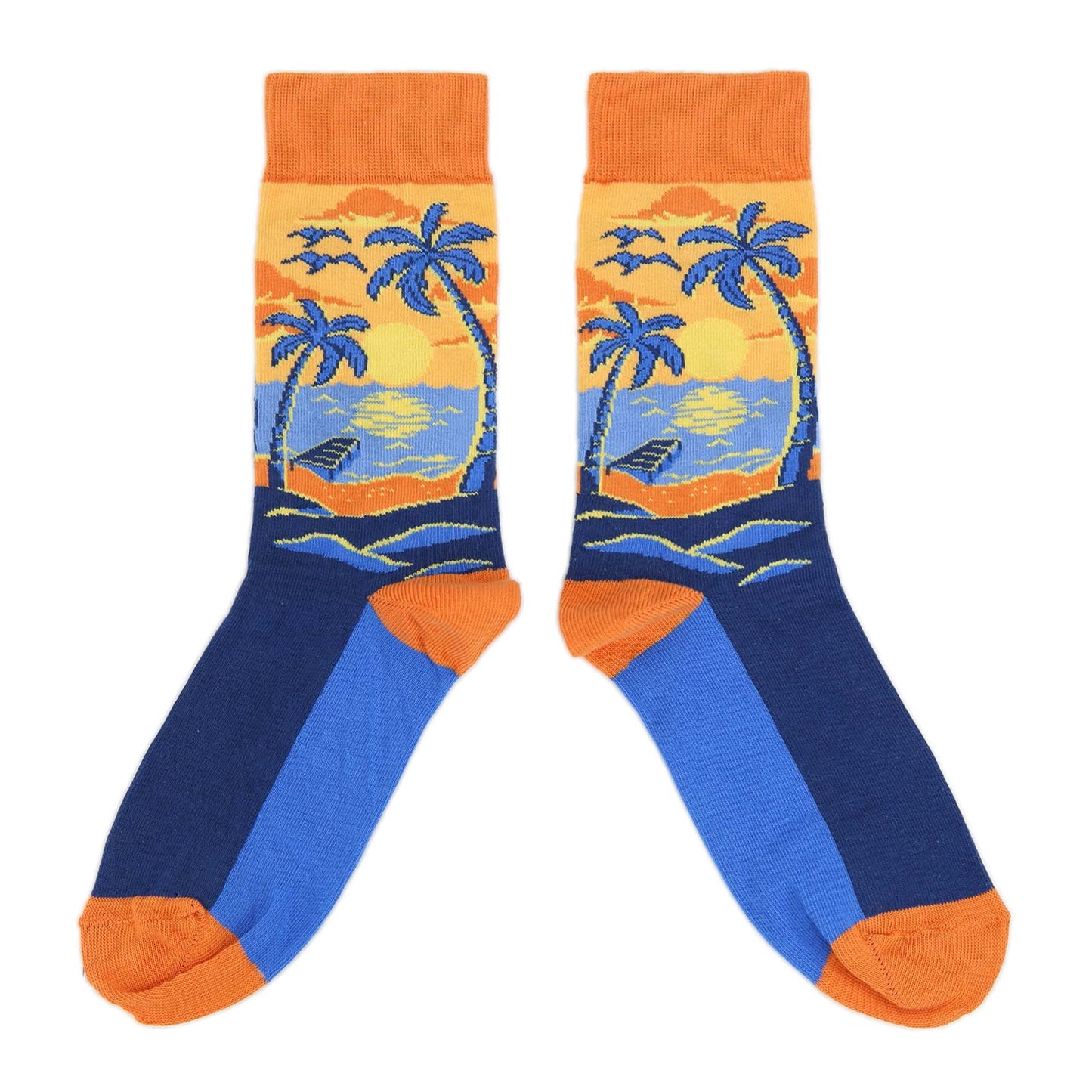 Orange Sunset Palm Tree Socks - Women's Novelty Socks