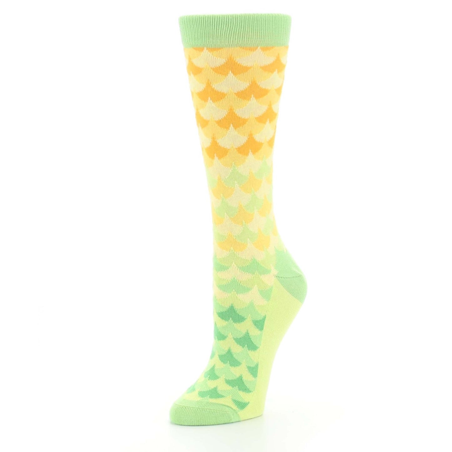 Green Yellow Mermaid Socks - Women's Novelty Dress Socks
