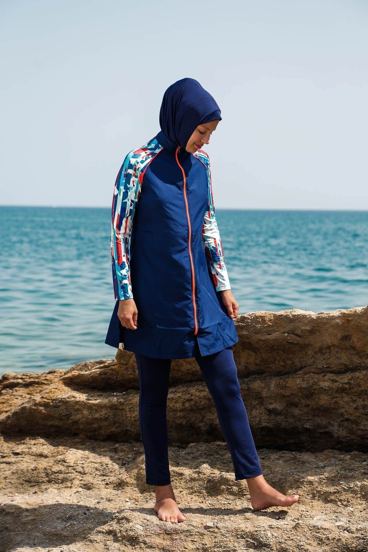 Woven Navy Burkini Modest Swimwear M2267