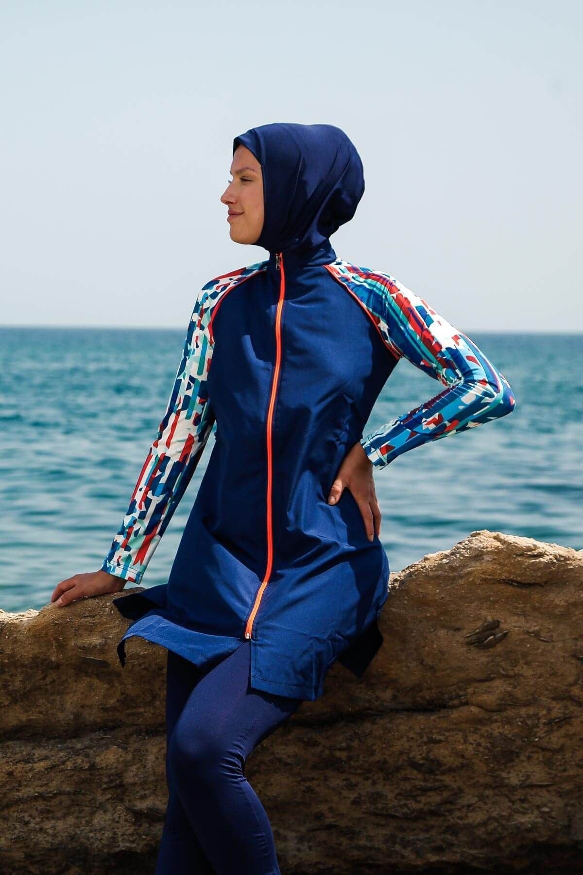 Woven Navy Burkini Modest Swimwear M2267