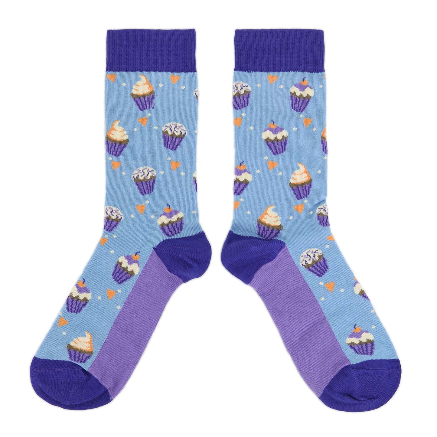 Light Blue Purple Cupcakes Women's Dress Socks
