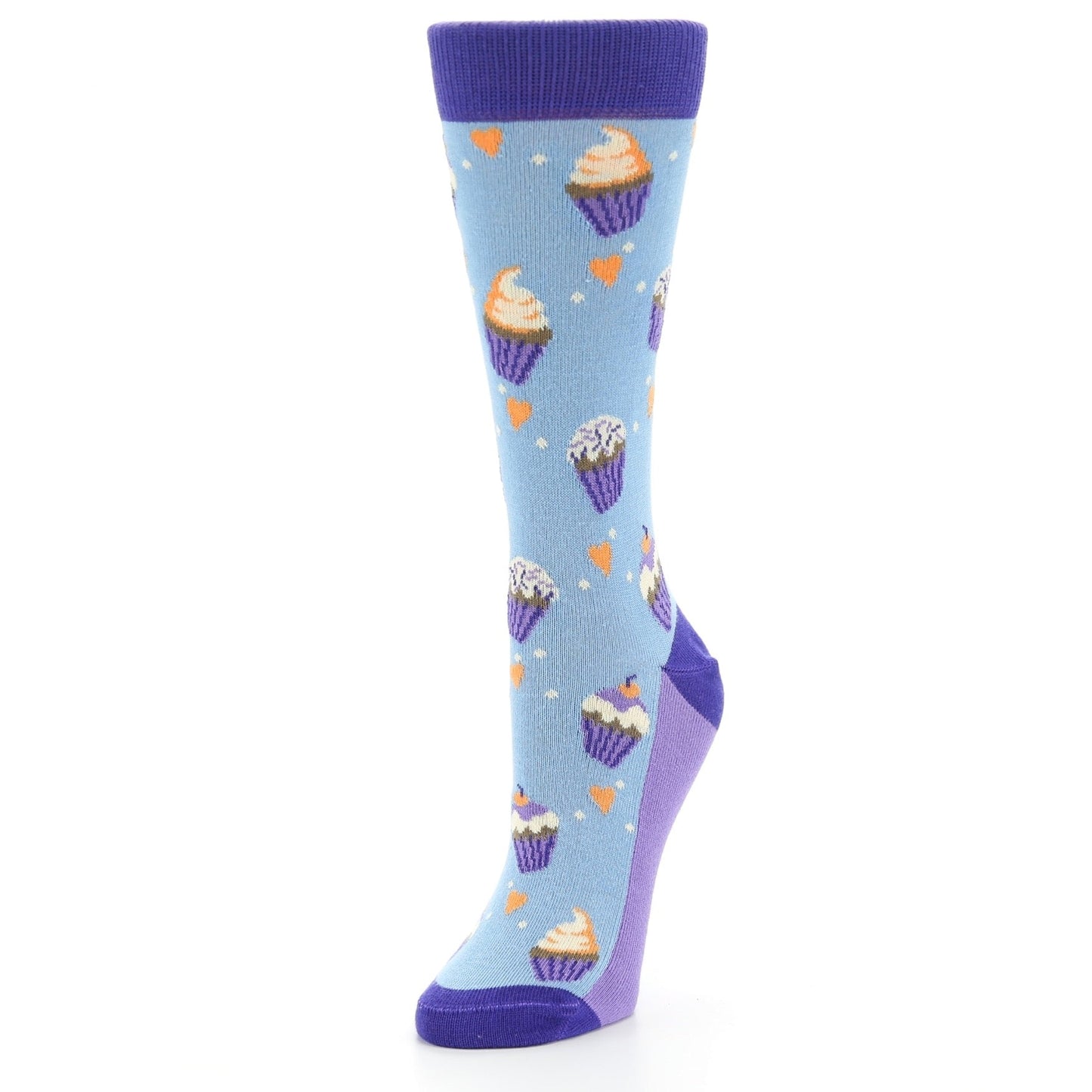 Light Blue Purple Cupcakes Women's Dress Socks