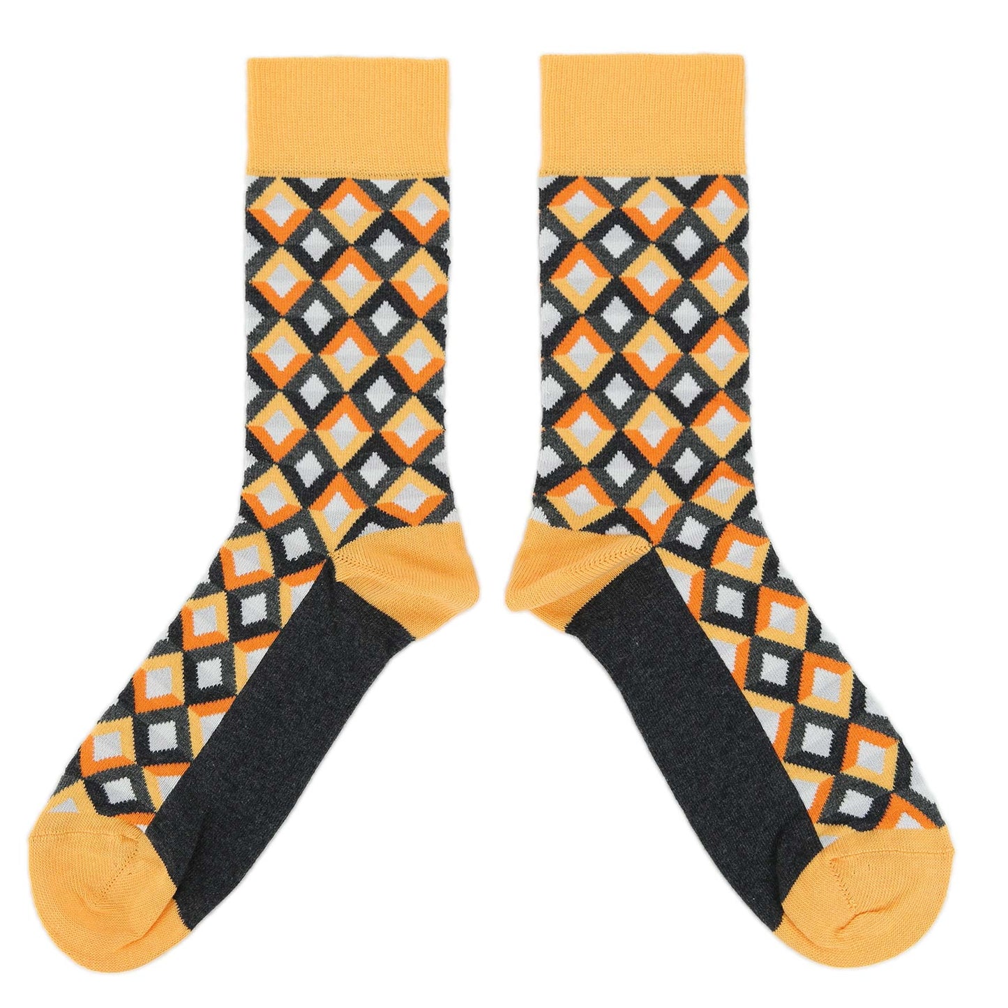 Orange Gray Jewel Optical Men's Dress Socks
